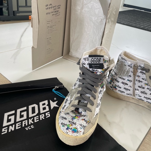 Golden Goose Women's Francy Sequined High Top Sneakers (size 38) - Picture 3 of 14